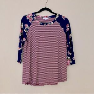 Floral and Striped Baseball Tee